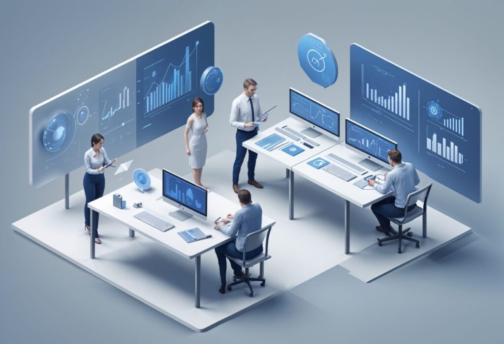 pessoas trabalhando em análise de dados.